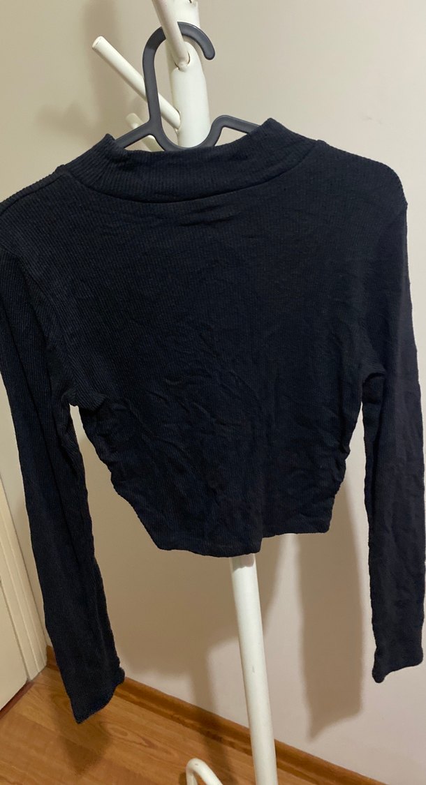 Siyah Örgü Uzun Kollu Kadın Bluz - Görsel 3