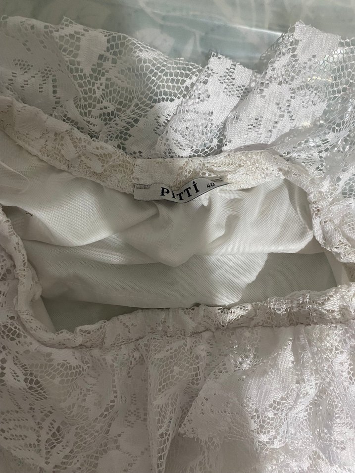 Fırfırlı Beyaz Mini elbise - Görsel 2