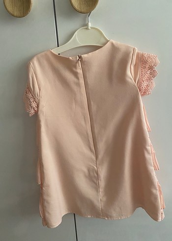 Kız Çocuk Pembe Fırfırlı Kısa Kollu Elbise 3 yaş - Görsel 3