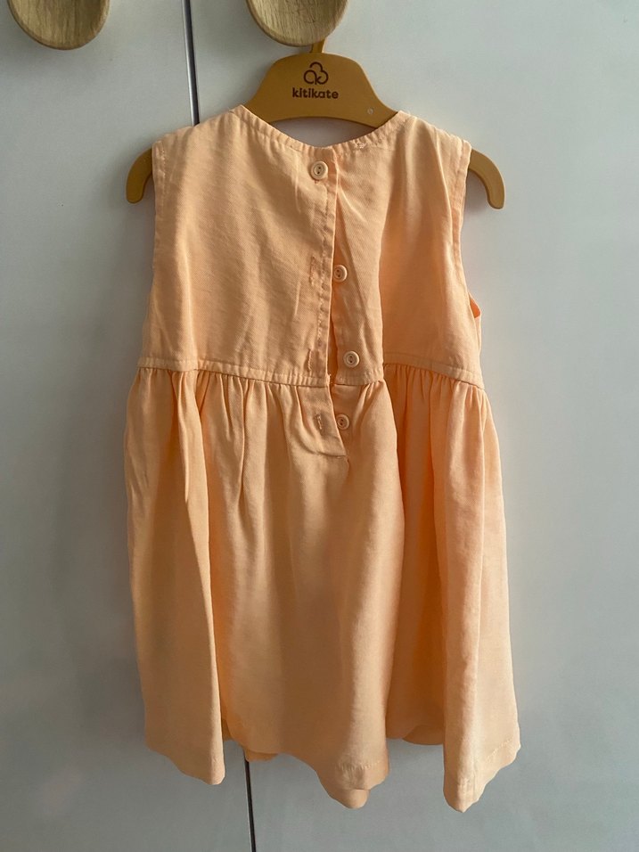 Kız Çocuk Bej Kolsuz Keten Elbise, 2 yaş - Görsel 3