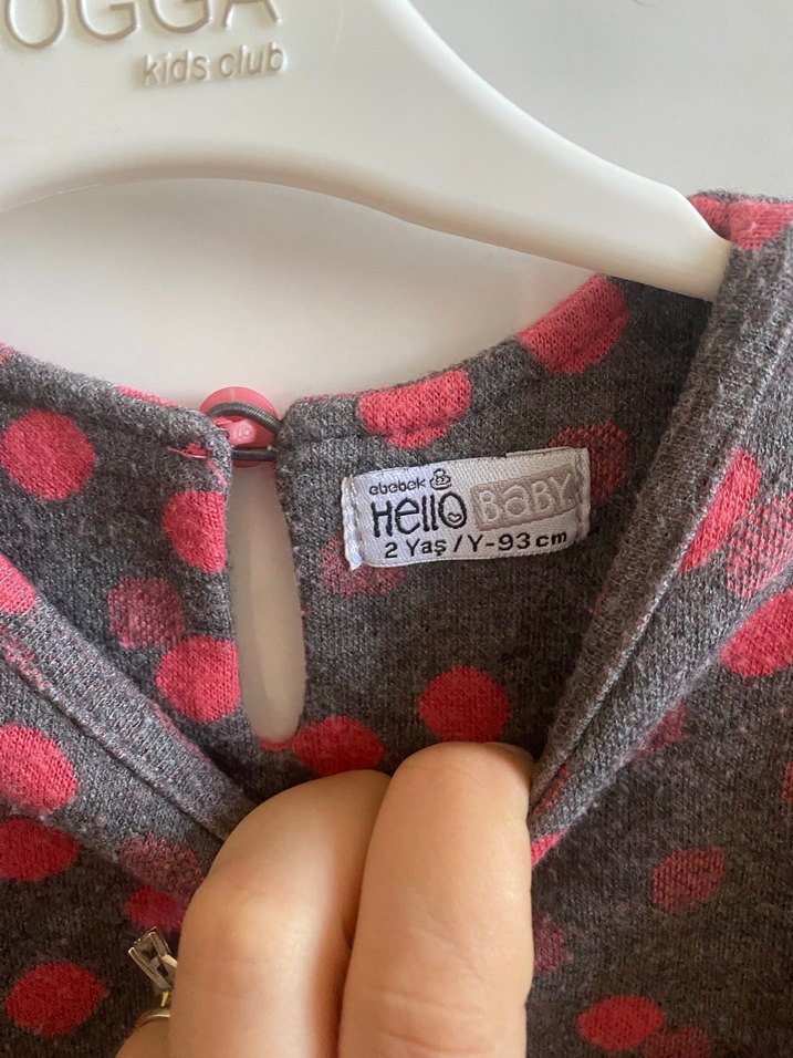 Pudra Puantiyeli Gri Kız Çocuk Elbise 2 yaş - Görsel 2