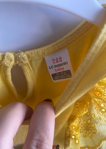 Kız Çocuk Sarı Pamuklu Fırfırlı Elbise,3-4yaş - Görsel 2