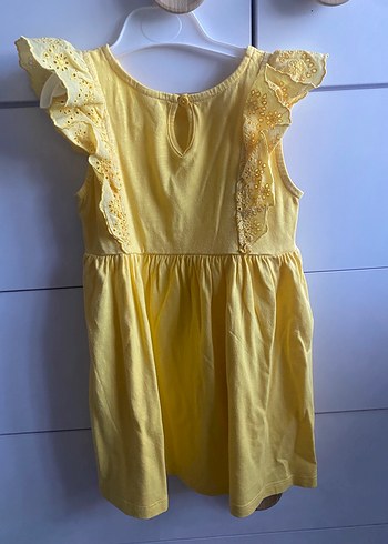 Kız Çocuk Sarı Pamuklu Fırfırlı Elbise,3-4yaş - Görsel 3