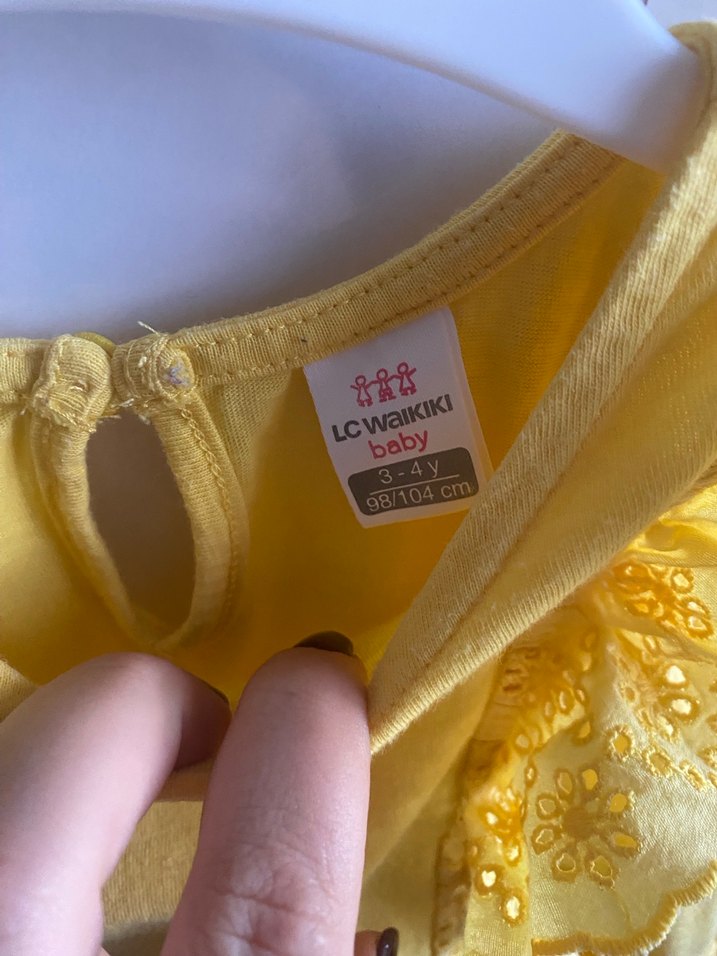 Kız Çocuk Sarı Pamuklu Fırfırlı Elbise,3-4yaş - Görsel 2