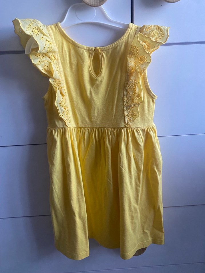 Kız Çocuk Sarı Pamuklu Fırfırlı Elbise,3-4yaş - Görsel 3