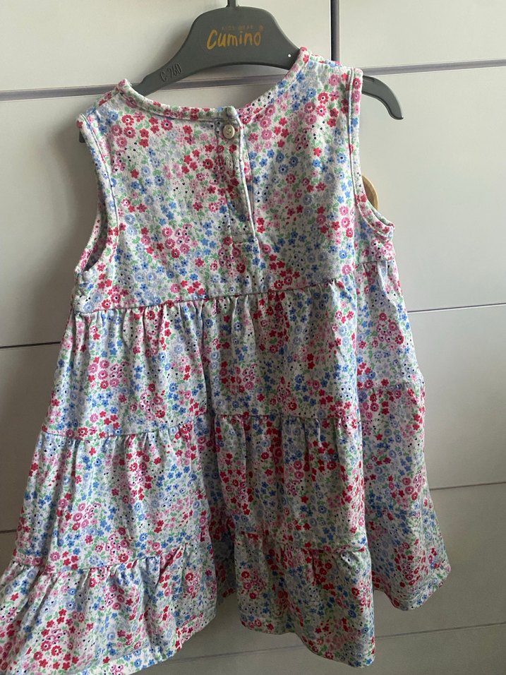 Kız Çocuk Çiçek Desenli Pamuklu Elbise, 2-3yaş - Görsel 2