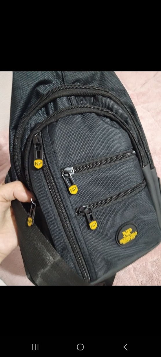 Siyah Baskılı Fermuarlı Omuz Çantası - Görsel 2