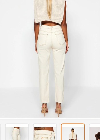 ekru trendyolmilla mom jean - Görsel 3