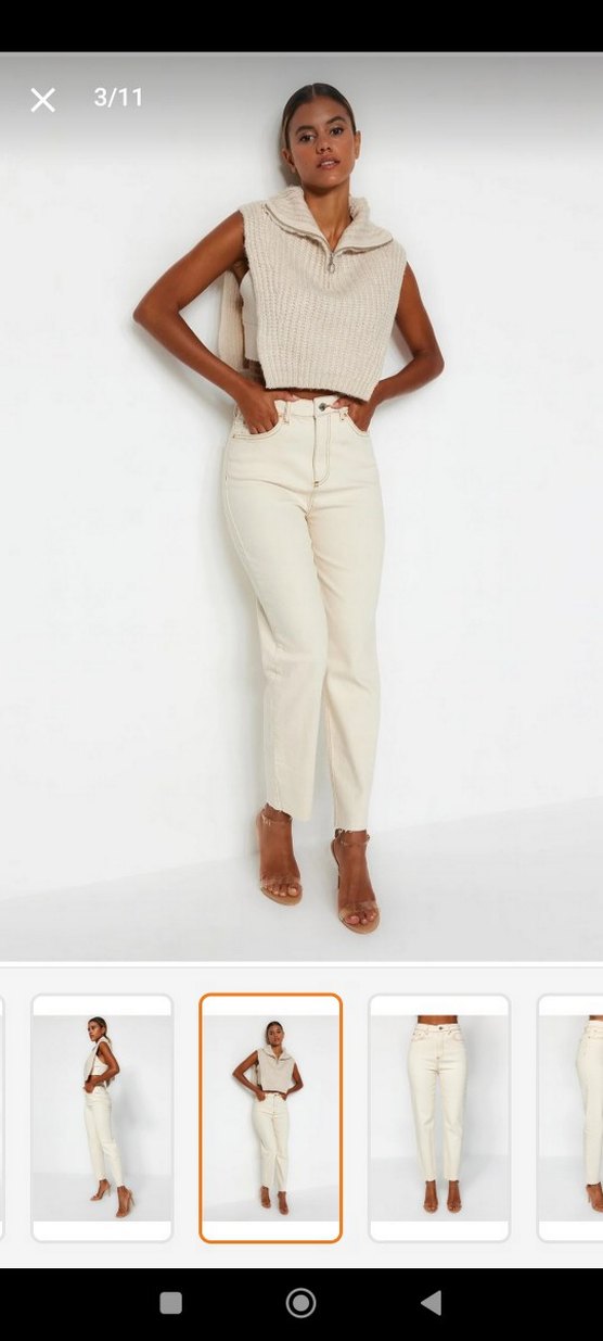 ekru trendyolmilla mom jean - Görsel 2