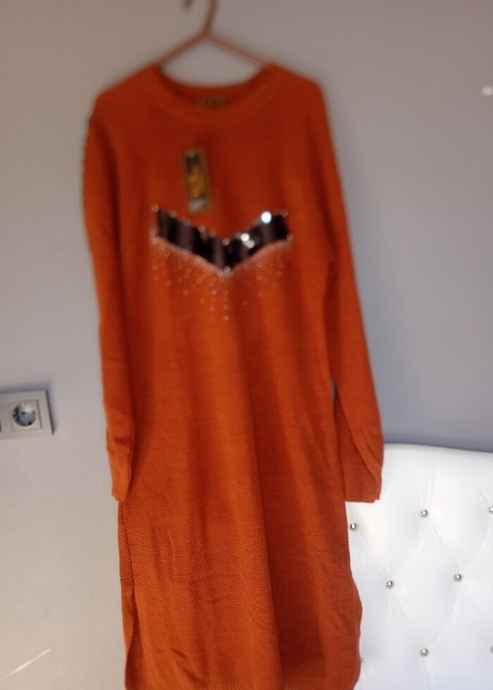 Standart beden kiremit rengi tunik  - Görsel 4