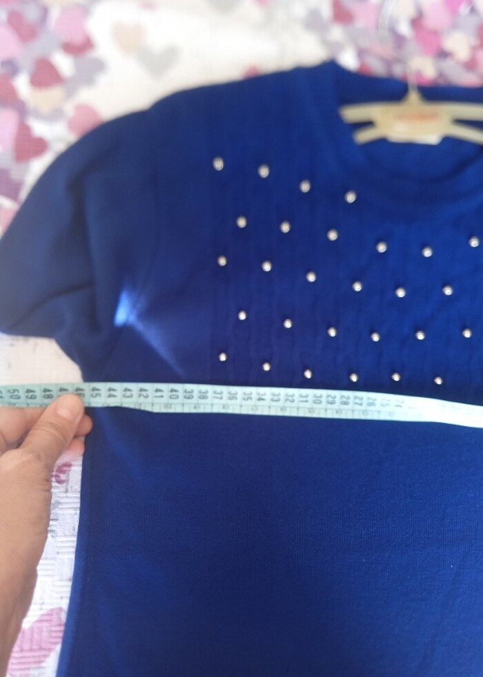 Standart beden saks mavisi triko tunik - Görsel 3