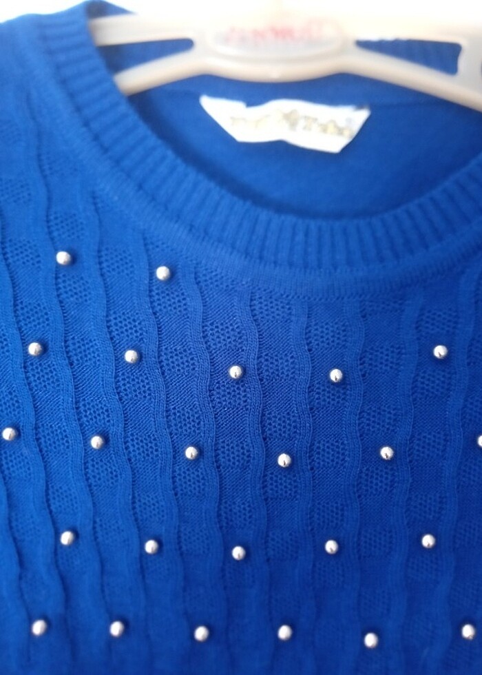 Standart beden saks mavisi triko tunik - Görsel 4