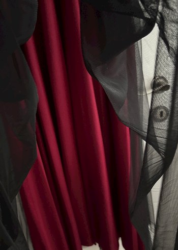 Bordo Uzun Kollu Abiye Elbise - Görsel 7