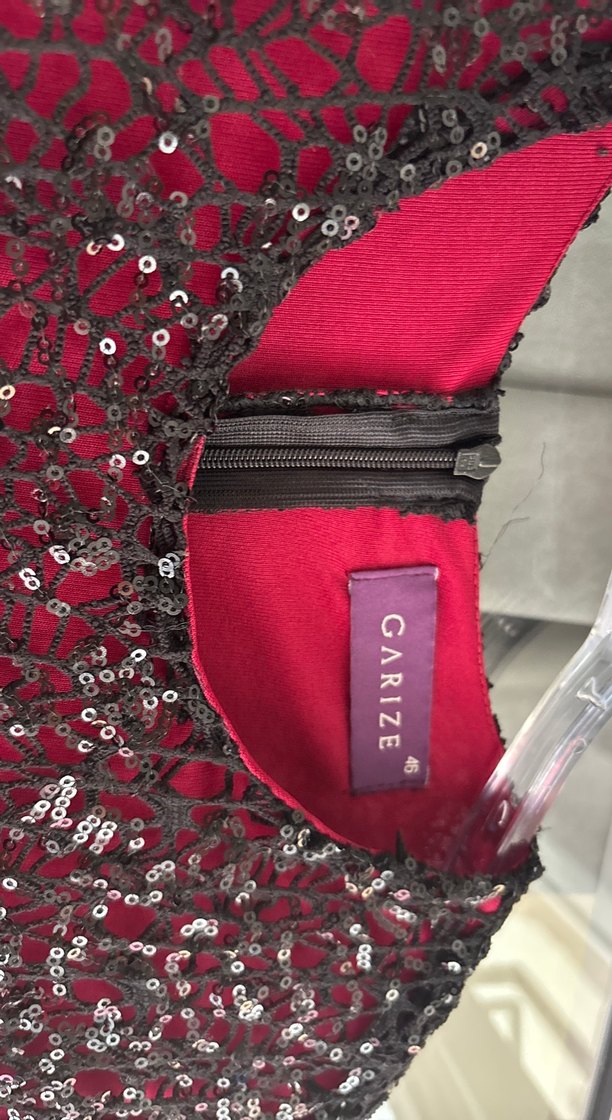 Bordo Uzun Kollu Abiye Elbise - Görsel 5