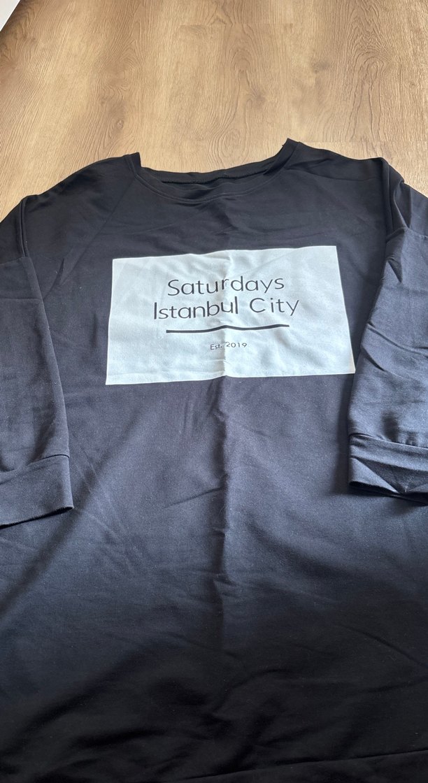 Siyah Baskılı Oversize Sweatshirt - Görsel 2