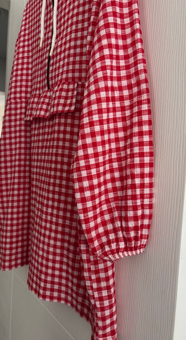 Kareli kırmızı beyaz gömlek - Görsel 3
