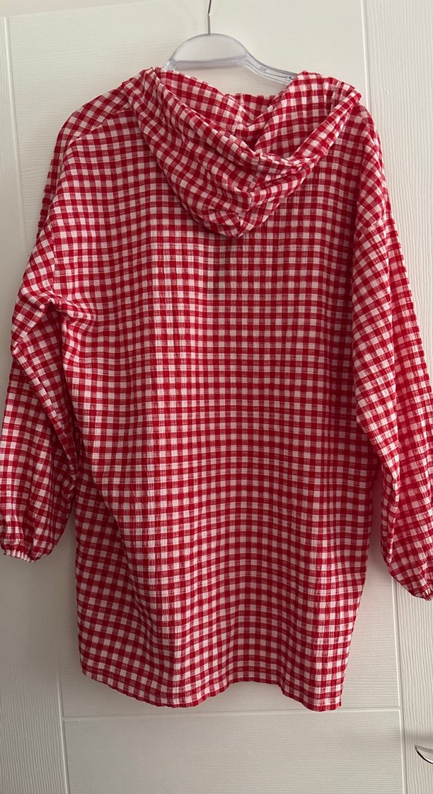 Kareli kırmızı beyaz gömlek - Görsel 5