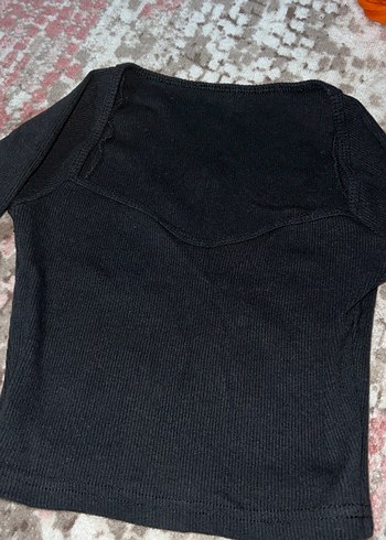 xs Beden Siyah V Yaka Uzun Kollu Kadın Bluz
