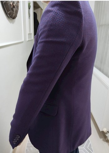 Mor Erkek Düğmeli Ceket, Normal Boy, Notch Yaka - Görsel 2