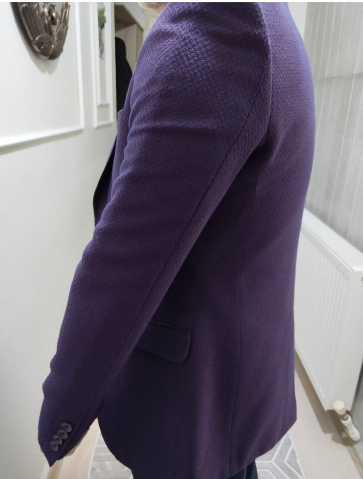 Mor Erkek Düğmeli Ceket, Normal Boy, Notch Yaka - Görsel 2