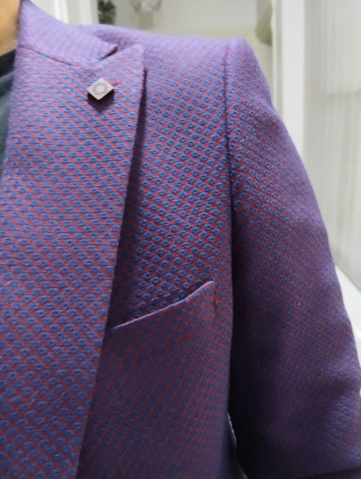 Mor Erkek Düğmeli Ceket, Normal Boy, Notch Yaka - Görsel 5