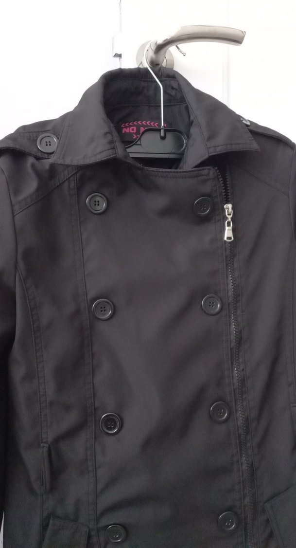 Düğmeli Siyah Midi Trençkot - Görsel 3