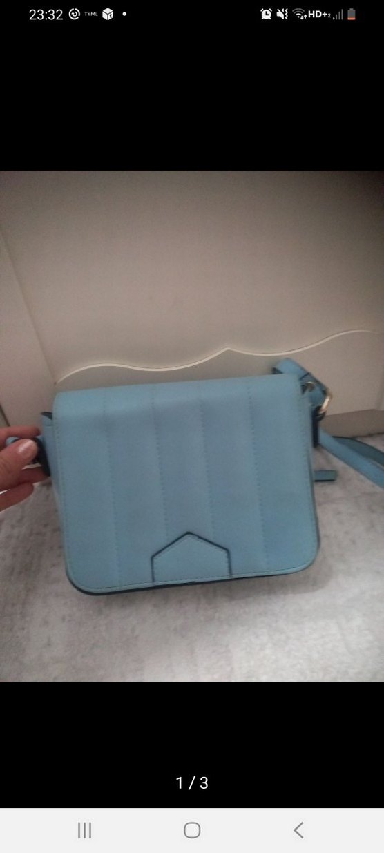 Pastel Mavi Deri Kadın Çanta - Görsel 3