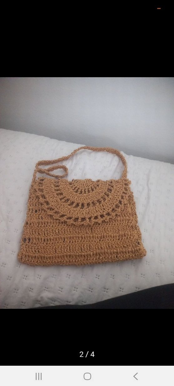 Bej Dantel Detaylı Örgü Bohem Kadın Çanta - Görsel 2