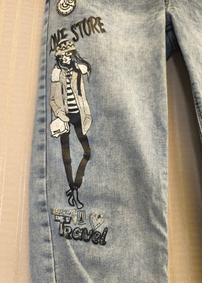 Baskılı jean - Görsel 2