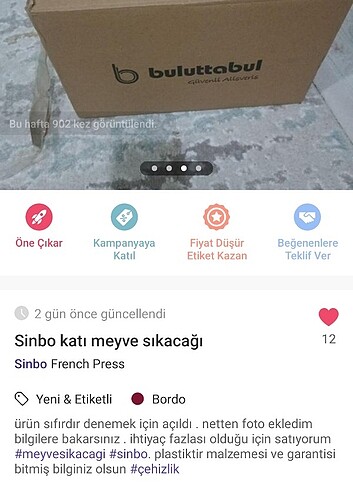 Sinbo Katı meyve sıkacağı 