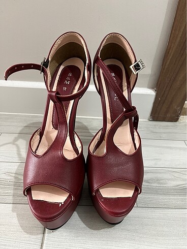 Bordo ince topuklu ayakkabı