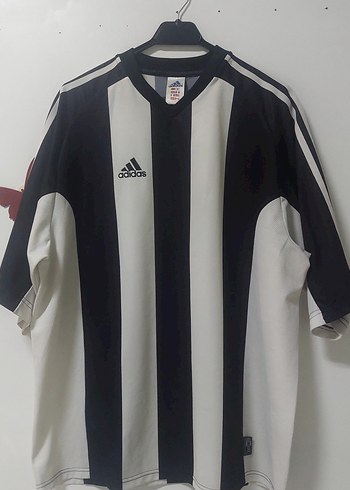 Adidas Erkek Adidas Siyah Beyaz Çizgili Kısa Kollu Forma
