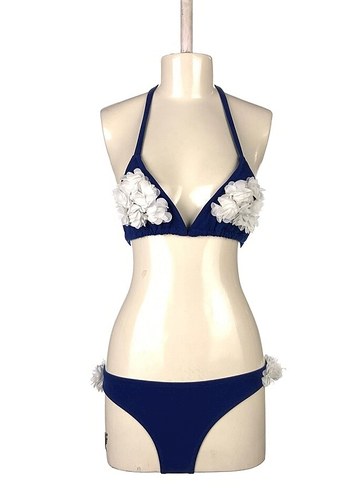 Lacivert Çiçekli tasarim Kadın Bikini