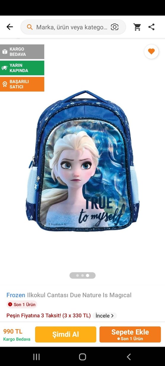 Parlak Mavi Frozen Çocuk Okul Çantası - Görsel 2