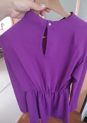 Mor Drapeli midi elbise - Görsel 2