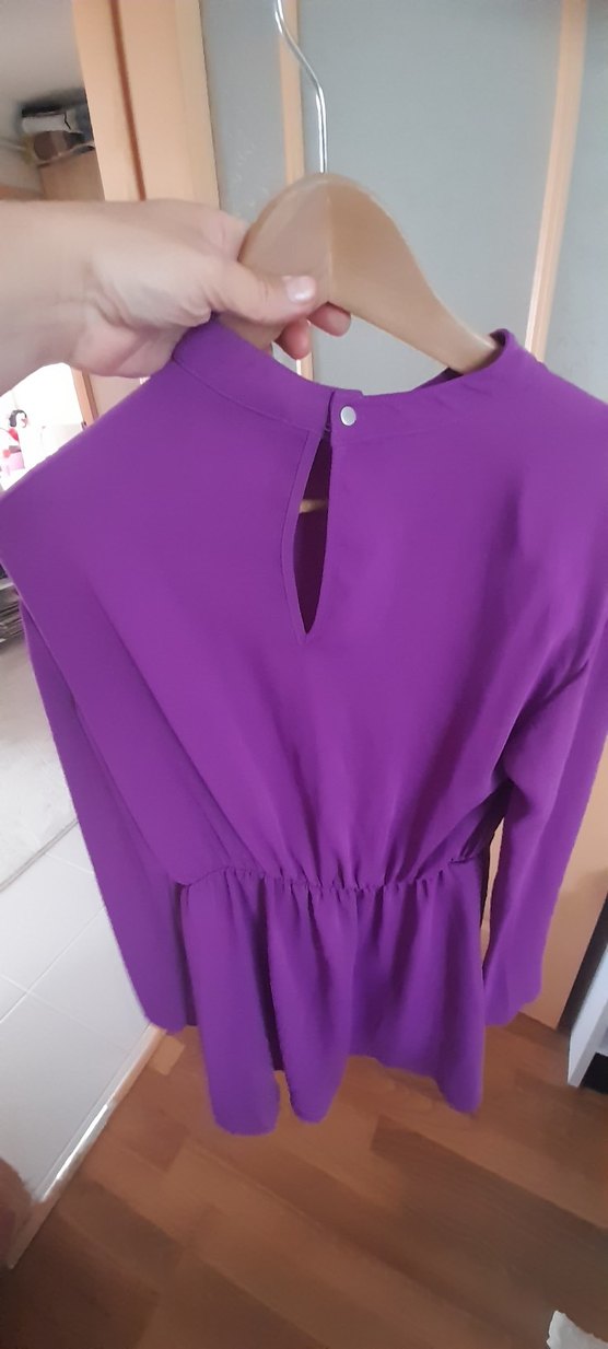 Mor Drapeli midi elbise - Görsel 2