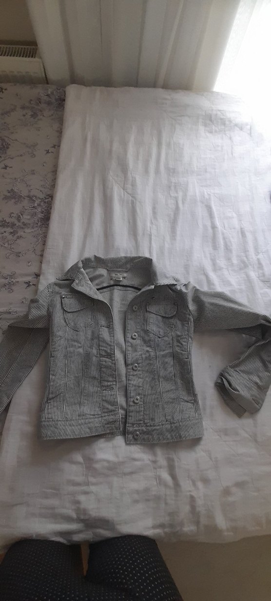 Düğmeli Gri Midi kot Kadın Ceket - Görsel 2