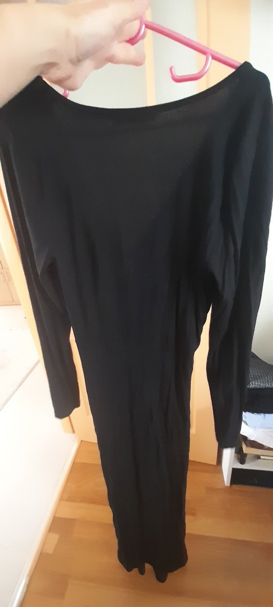 Siyah V Yaka Uzun Kollu  Abiye Elbise - Görsel 2