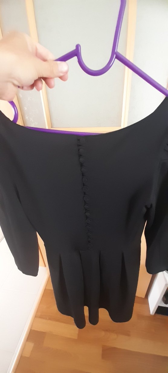 Siyah Pilili Uzun Kollu elbise - Görsel 2