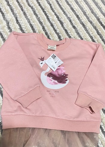 Defacto Pembe Kugu Desenli Cocuk Sweatshirt