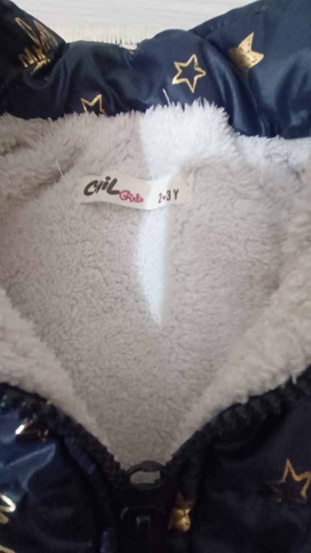 Kız Çocuk Lacivert Kürklü İşlemeli Yelek - Görsel 4