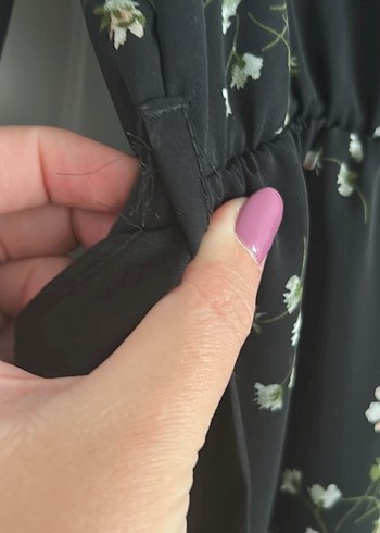 l Beden siyah Renk Siyah çiçek desenli mini elbise