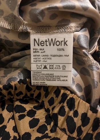 34 Beden kahverengi Renk Leopar İpek Pantolon