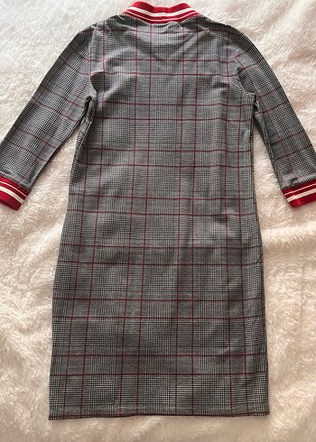 Gri Kırmızı Elbise - Görsel 2