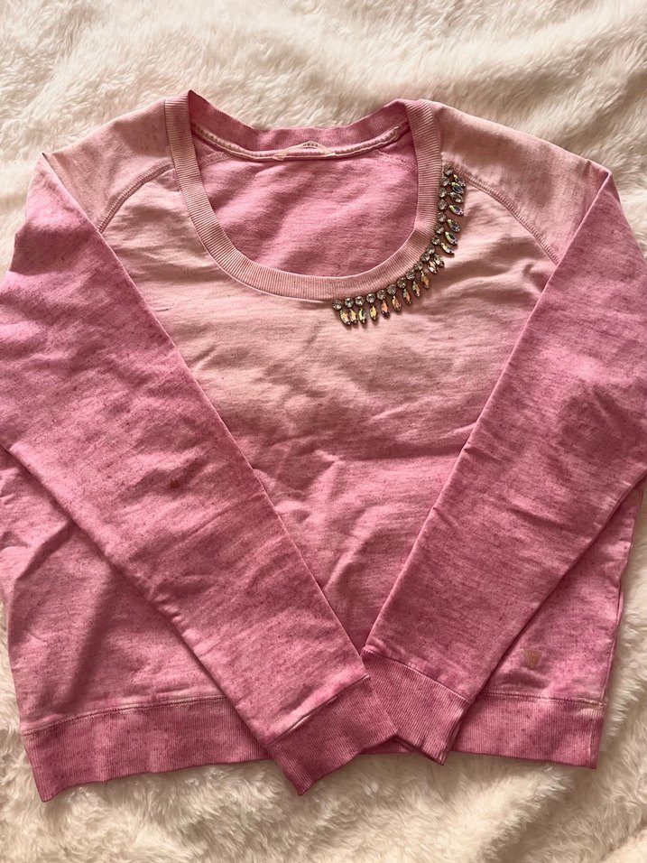 Guess Pembe Acid Wash Sweatshirt - Görsel 4