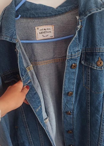 38 Beden Düğmeli Mavi Kadın Midi Denim kot Ceket
