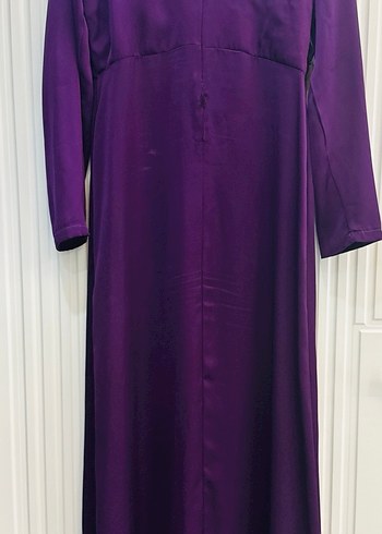 Mor Uzun Kollu Drapeli Abiye Elbise - Görsel 5