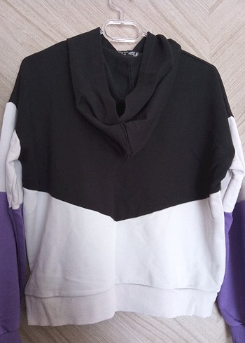 Renk Bloklu Kapüşonlu Kadın Sweatshirt - Görsel 3