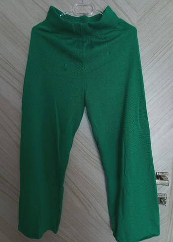 Yeşil Örme Rahat Kesim Kadın Kumaş Pantolon - Görsel 2