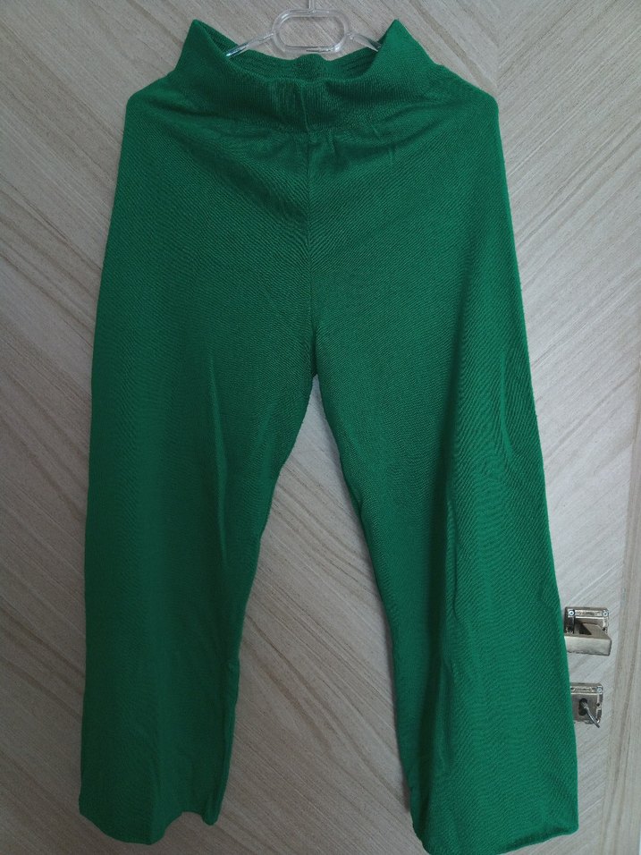 Yeşil Örme Rahat Kesim Kadın Kumaş Pantolon - Görsel 2